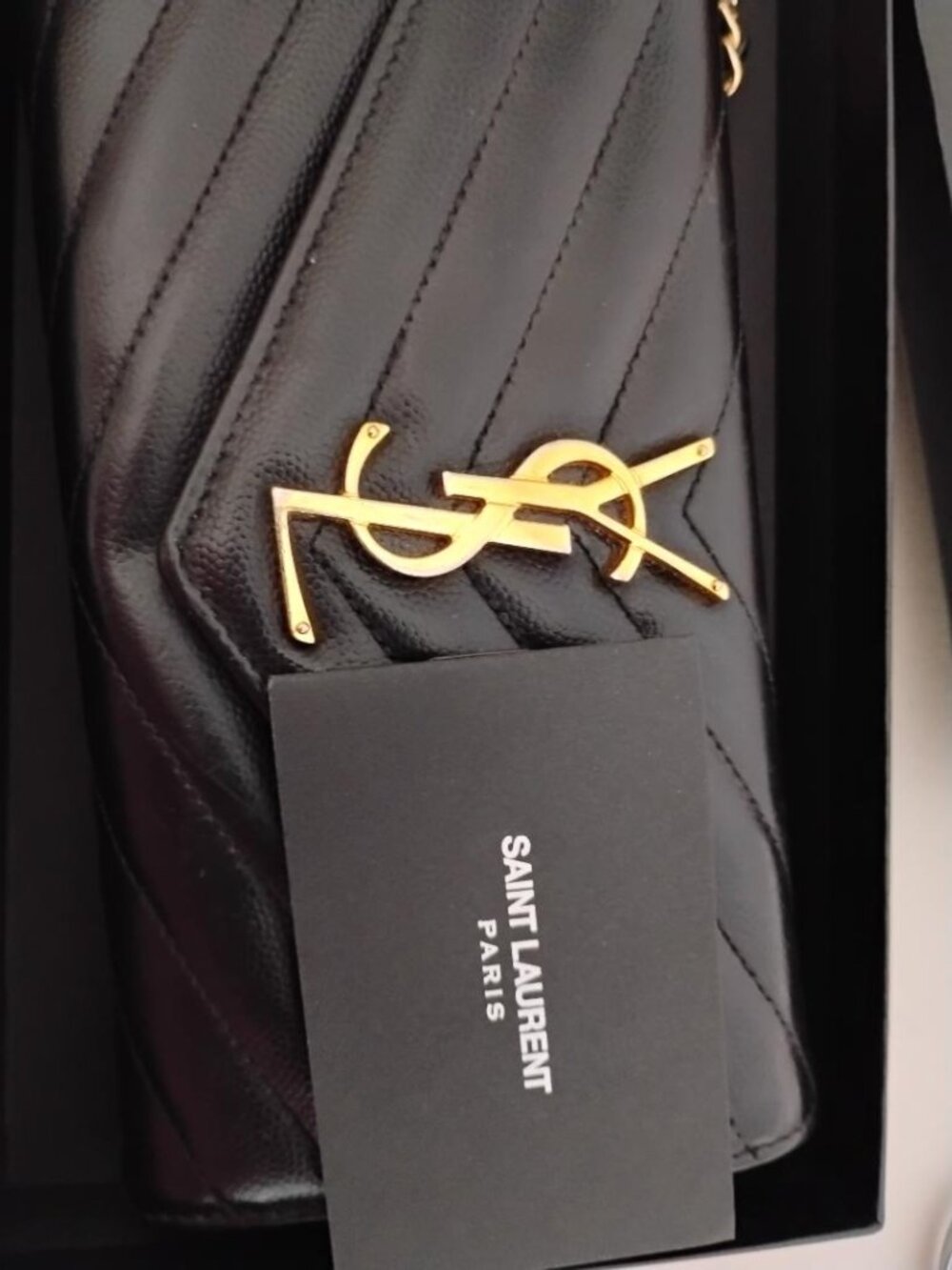 YSL Monogram Large Wallet on Chain in Grained Leather EUC - Picture 11 of 15